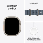 Apple Watch Ultra 3 Natural Titanium Case with Ocean Band - Anchor Blue