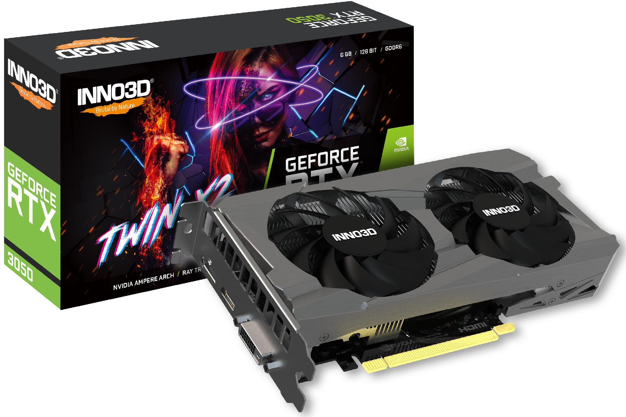INNO3D Nvidia GEFORCE RTX 3050 TWIN X2 6GB GDDR6 PCI-E 4.0 96-Bit Graphics Card