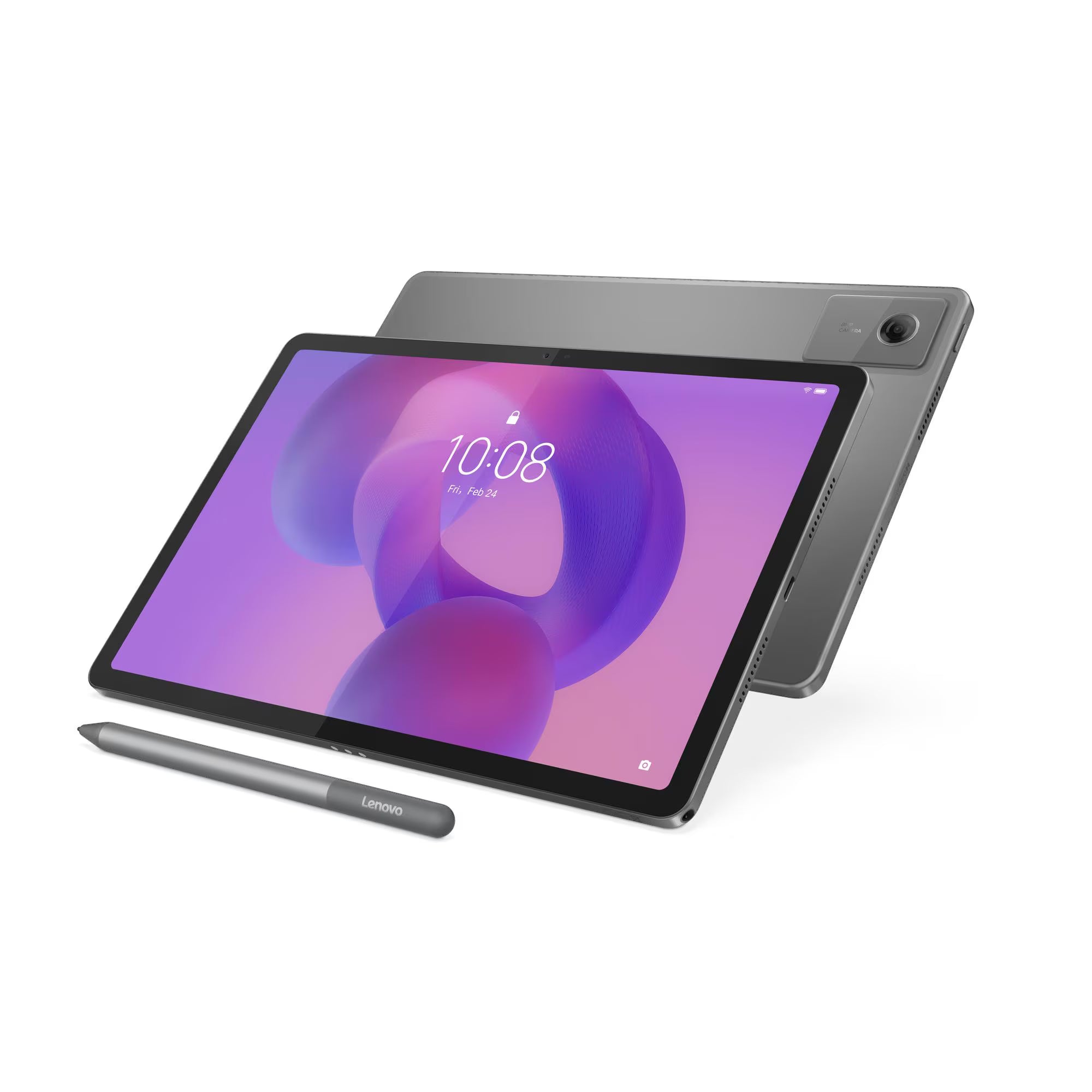 Tablet with stylus on a white background