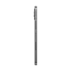 A slim side profile view of a gray tablet device, shown vertically against a plain white background.