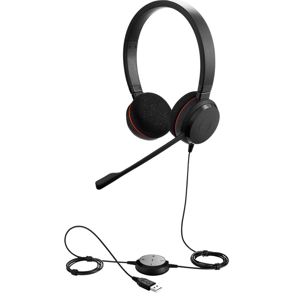Jabra Evolve 20SE USB-A Wired On-Ear Headset with Microphone and Media Controls