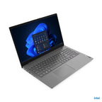 Laptop with a blue abstract design on the screen on a white background