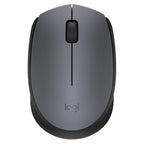 Logitech wireless computer mouse in dark gray and black, shown from a top-down perspective on a white background.