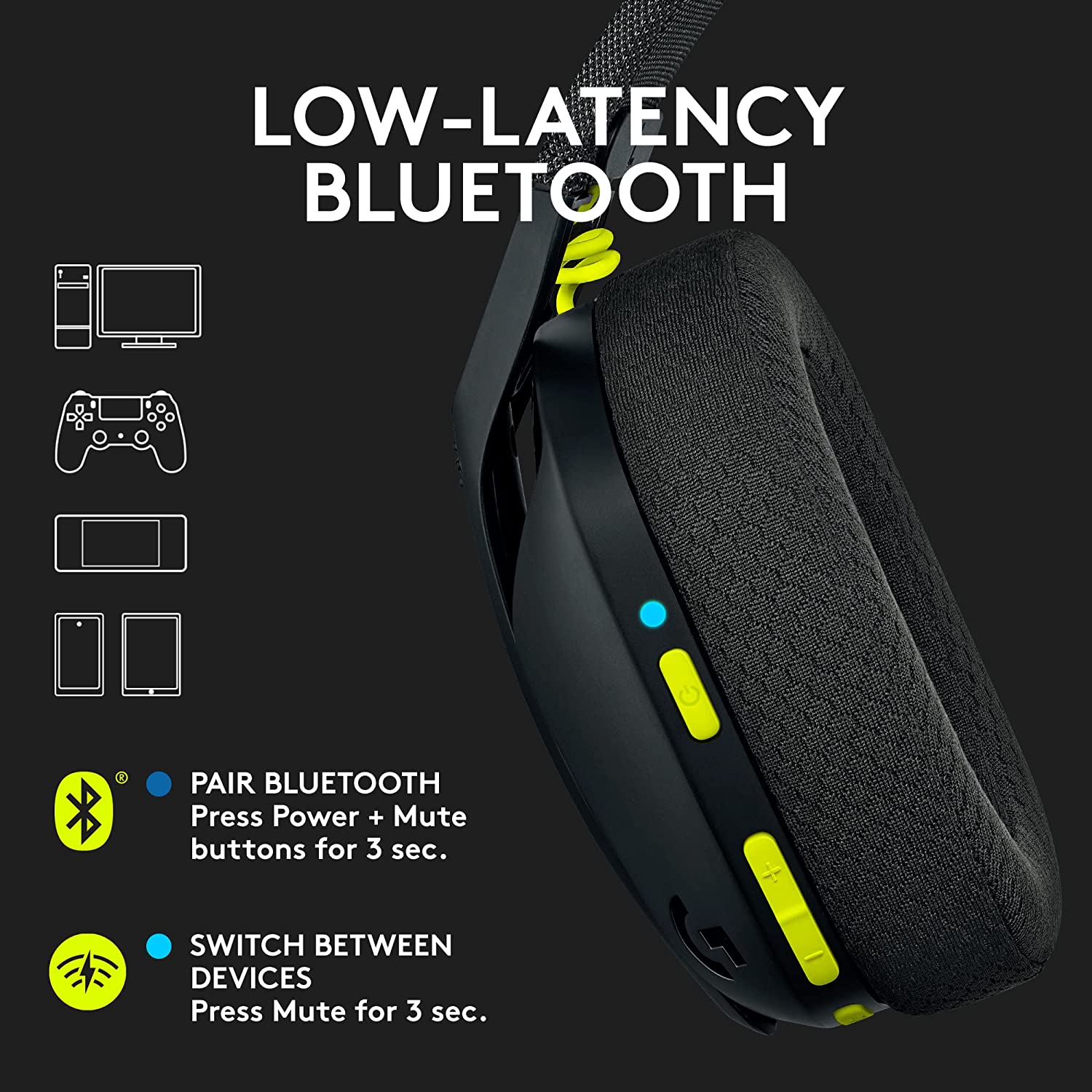 Logitech G Series G435 Ultra-light Wireless Bluetooth Over Ear Gaming Headset - Black