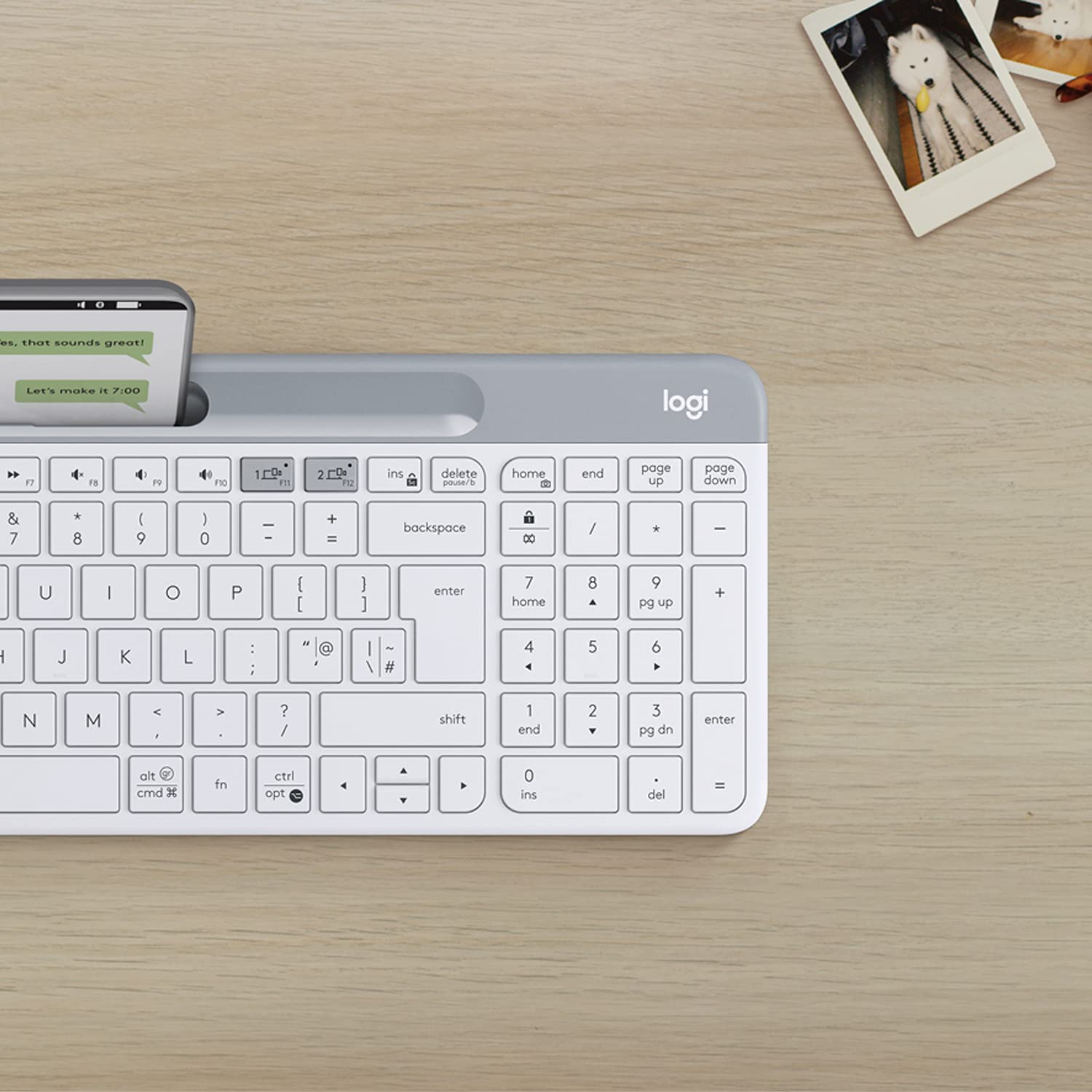 Logitech K580 Ultra Slim Multi-Device Wireless Quiet Keyboard - Off White