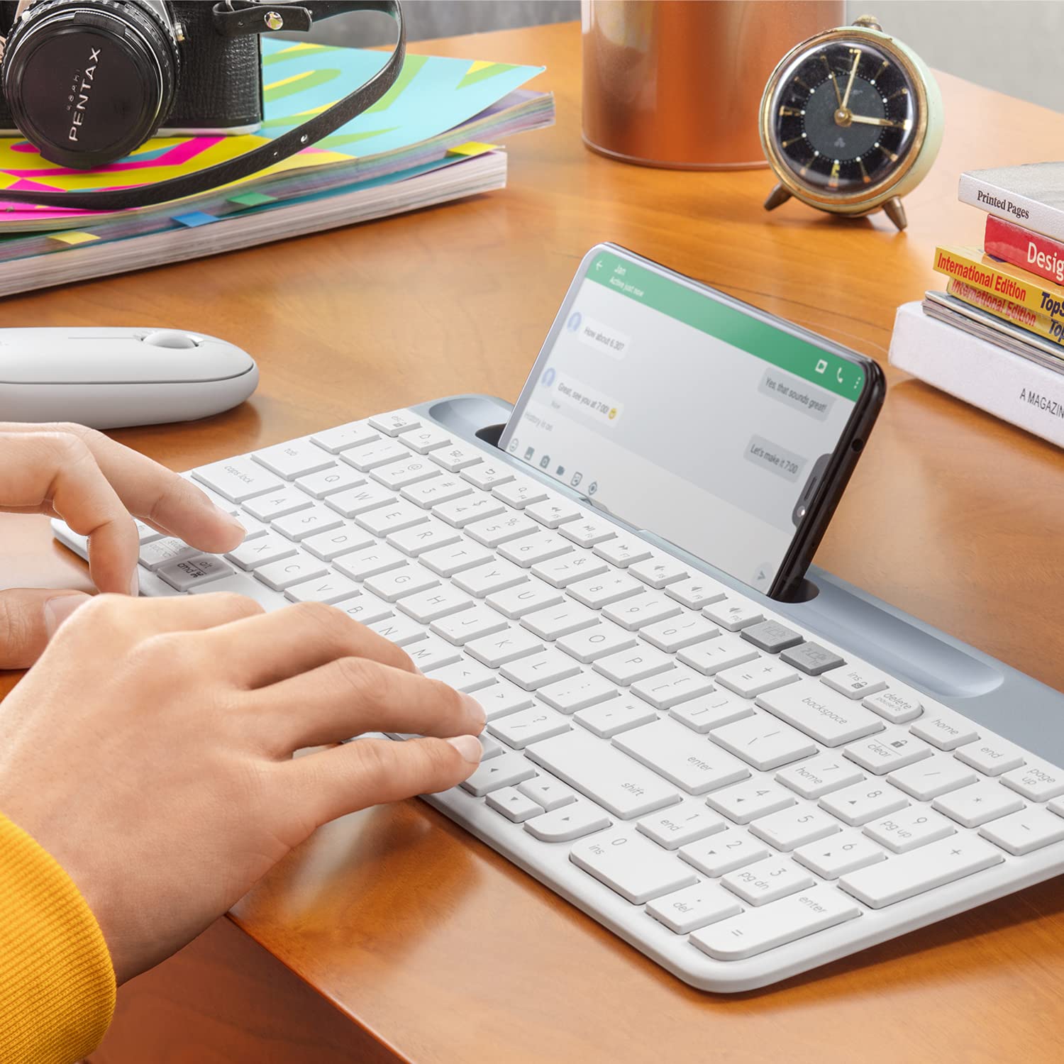 Logitech K580 Ultra Slim Multi-Device Wireless Quiet Keyboard - Off White