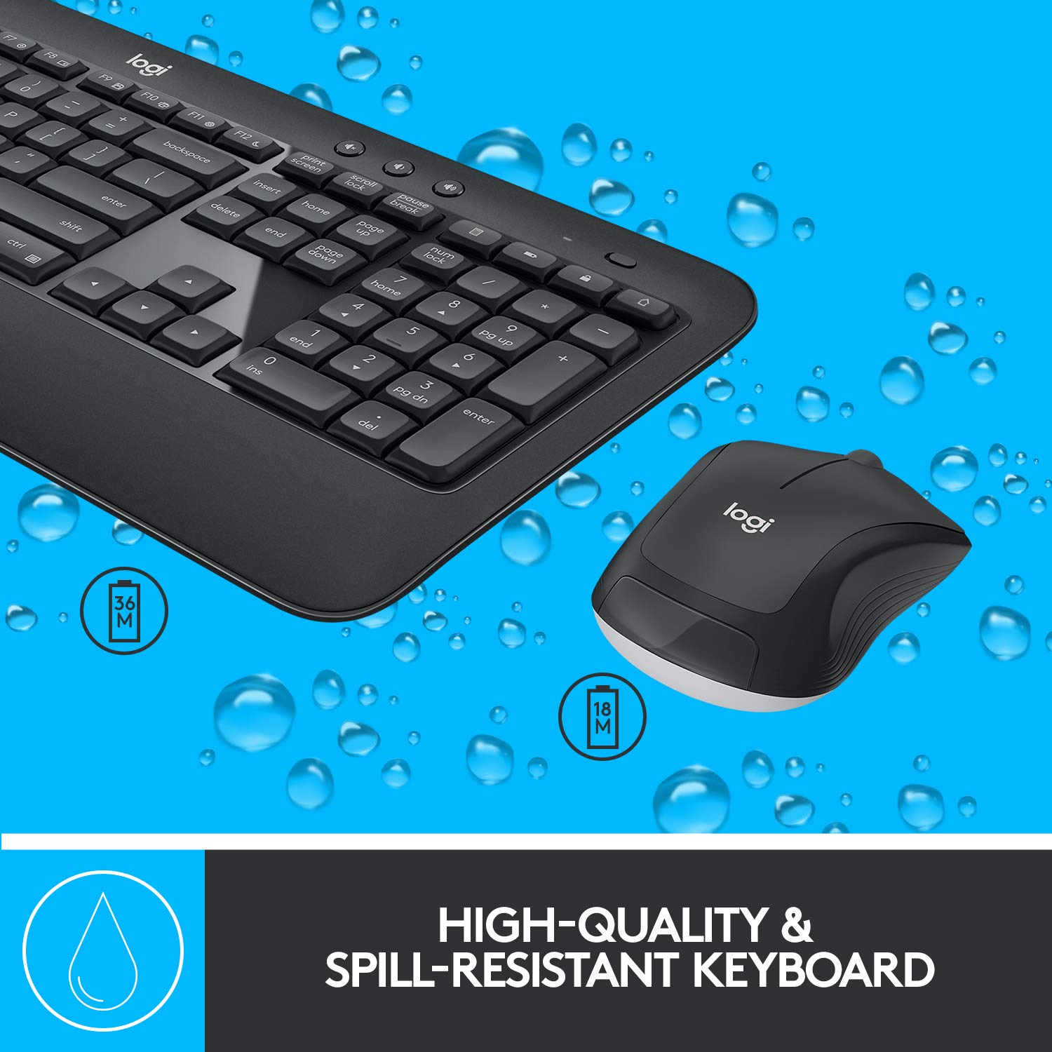 Logitech MK540 Advanced USB Wireless Keyboard and Mouse Combo - Black