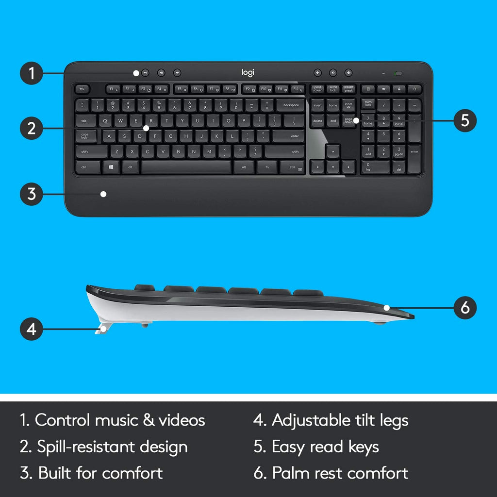 Logitech MK540 Advanced USB Wireless Keyboard and Mouse Combo - Black