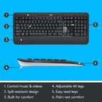 Logitech MK540 Advanced USB Wireless Keyboard and Mouse Combo - Black