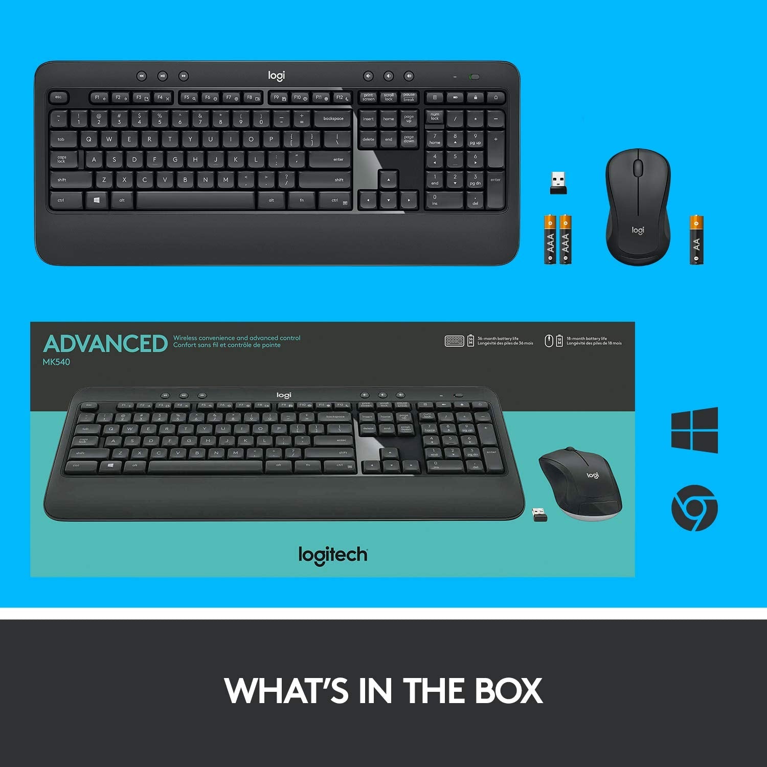 Logitech MK540 Advanced USB Wireless Keyboard and Mouse Combo - Black