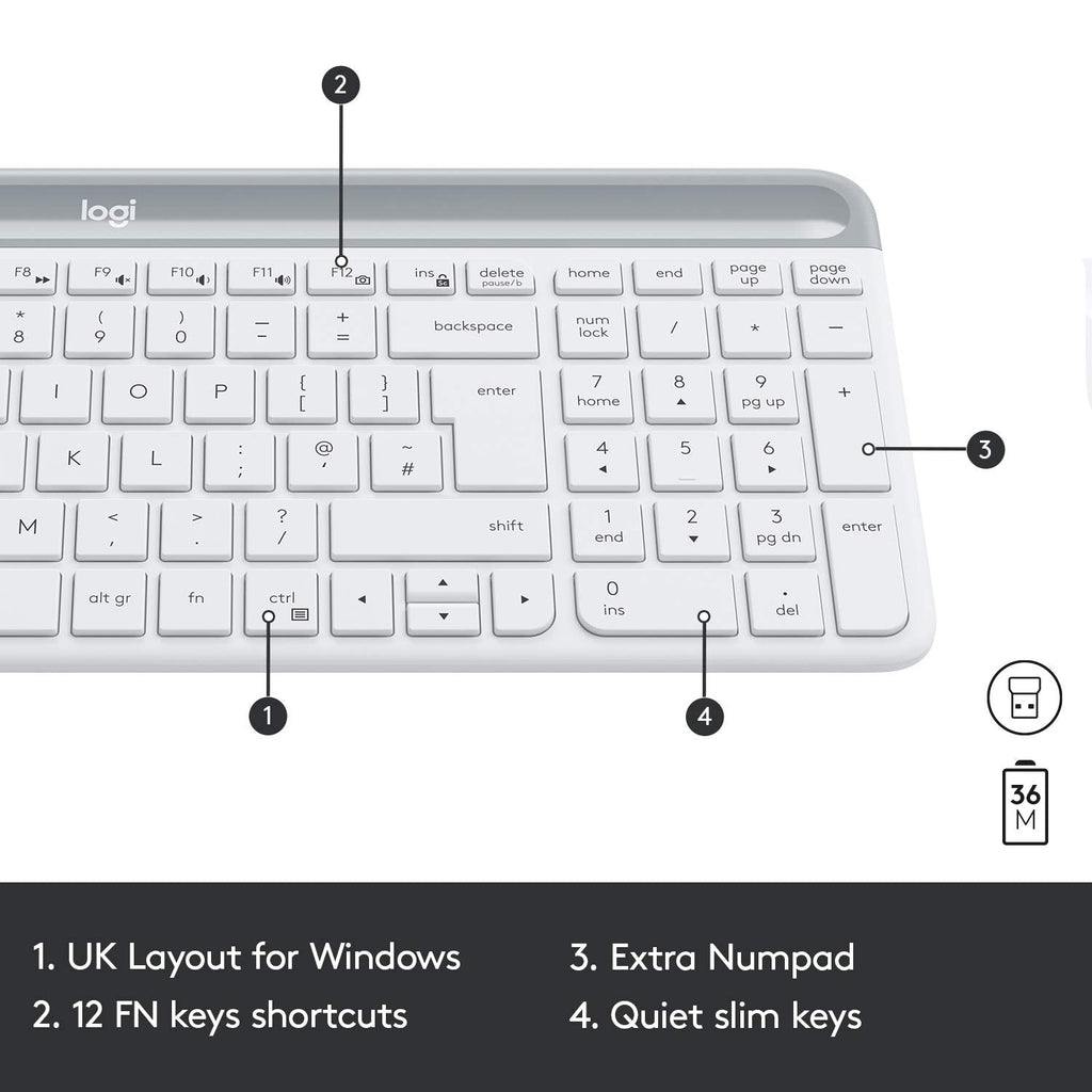 [RePacked] Logitech MK470 Wireless Keyboard and Mouse Combo - White