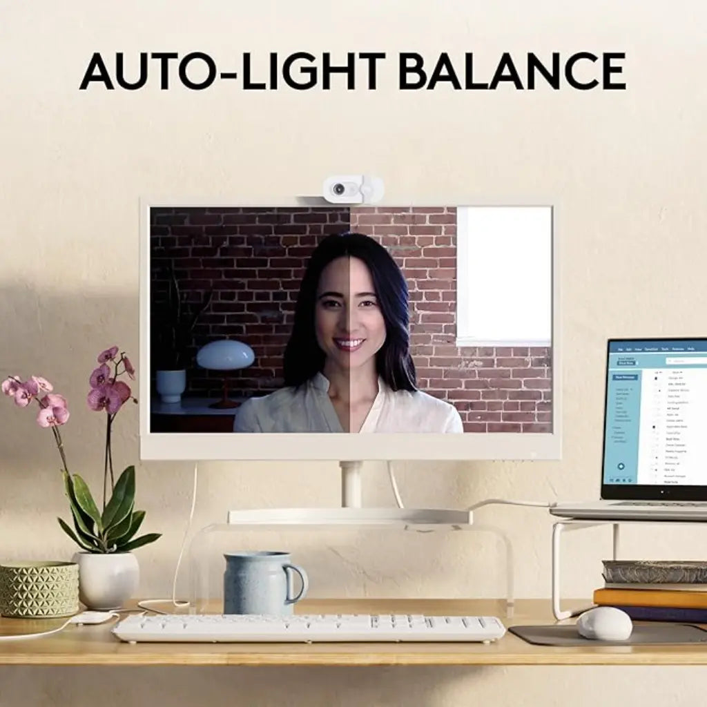 Logitech BRIO 100 USB-A 1080p FHD Webcam with Privacy Shutter and Built-in Mic - Off White