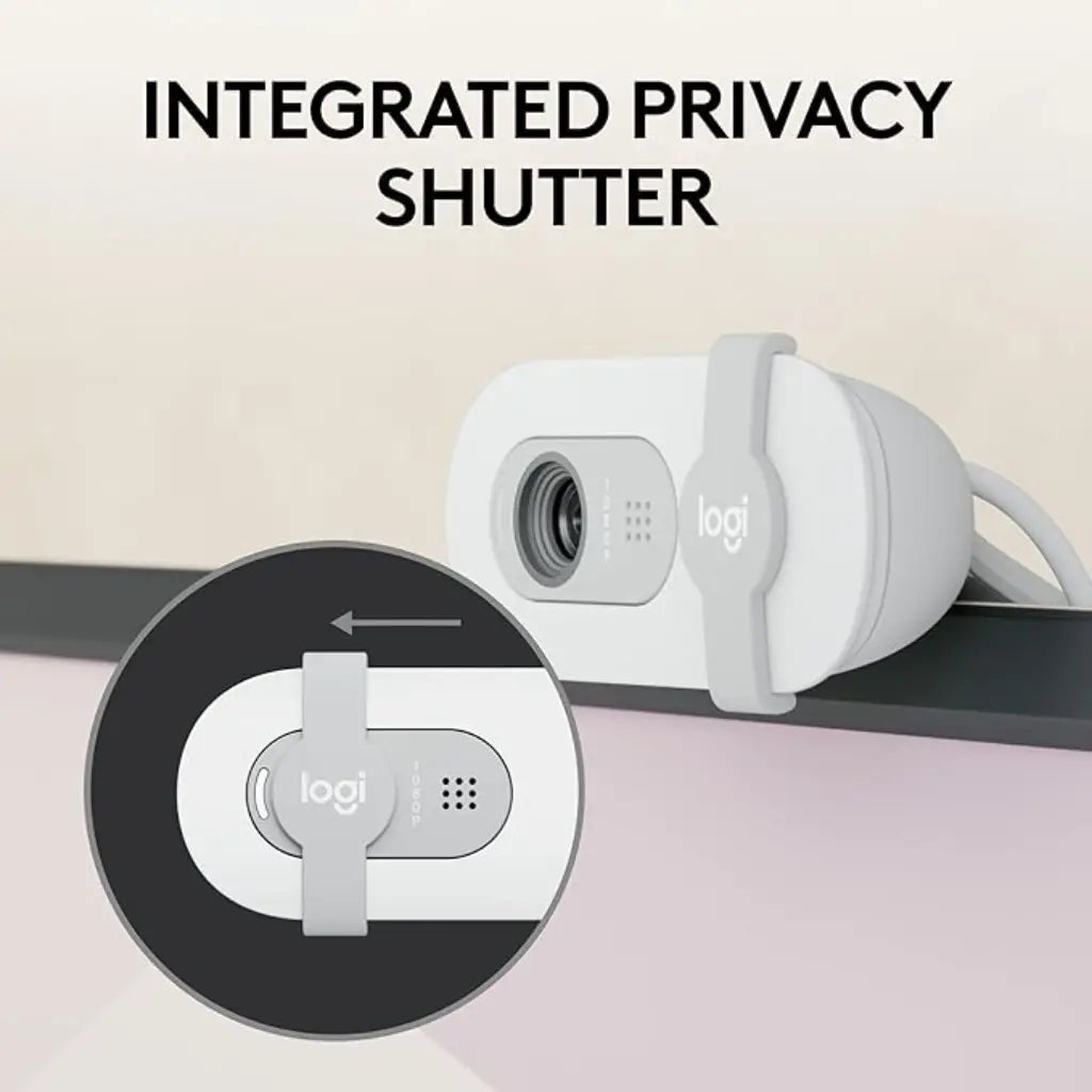 Logitech BRIO 100 USB-A 1080p FHD Webcam with Privacy Shutter and Built-in Mic - Off White