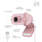 Logitech BRIO 100 USB-A 1080p FHD Webcam with Privacy Shutter and Built-in Mic - Rose