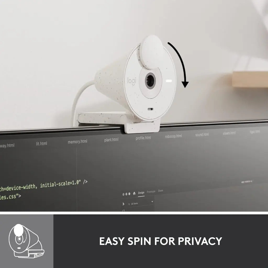 Logitech Brio 300 1080p Full HD Webcam with Noise Reducing Mic - Off White