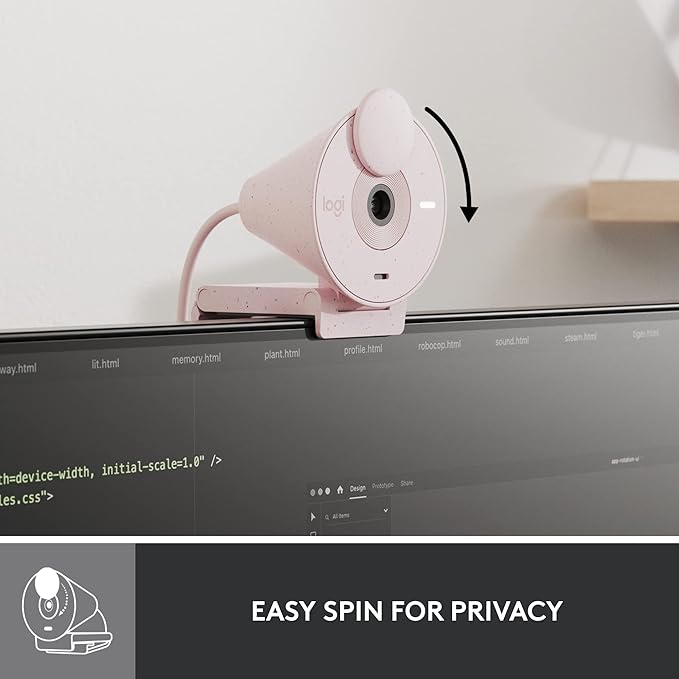 Logitech Brio 300 1080p Full HD Webcam with Noise Reducing Mic - Rose