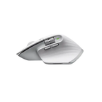 A white ergonomic wireless gaming mouse with a textured grip, scroll wheel, and a small green LED indicator light, shown on a plain white background.