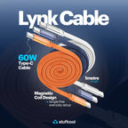 Stuffcool Lynk USB-C to USB-C Magnetic Braided Cable | 60W PD Fast Charging | 1M | 6 Months Warranty