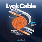 Lynk Cable with magnetic coil design on a dark blue background