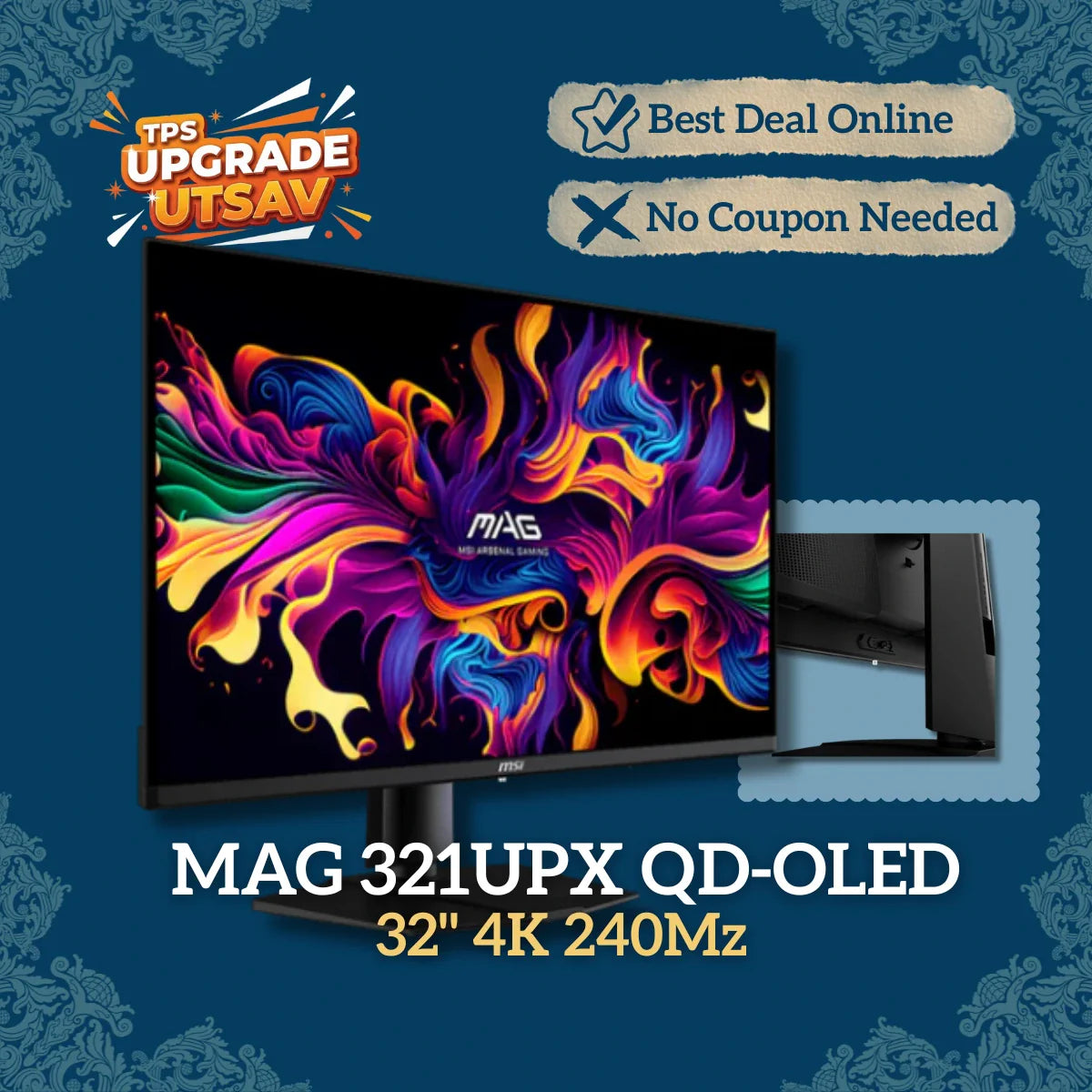 MSI MAG 321UPX QD-OLED 32" 240Mz 4K 0.3ms Gaming Monitor