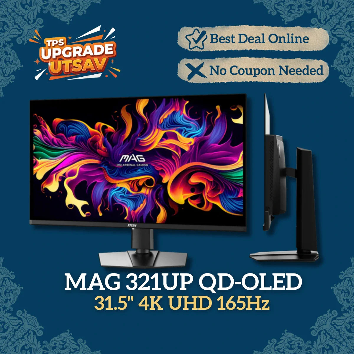 MSI MAG 321UP QD-OLED 31.5" 4K UHD 165Hz 0.3ms OLED Gaming Monitor