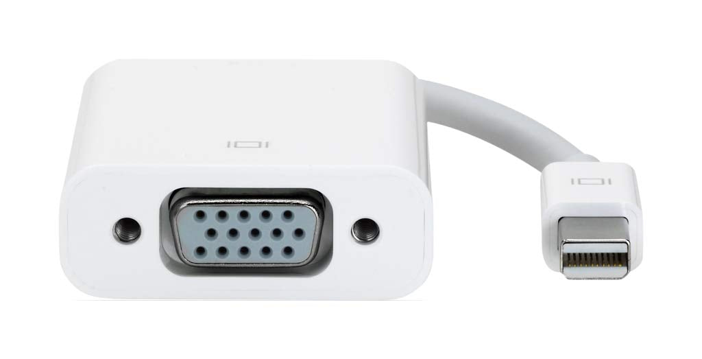 A white VGA to HDMI adapter cable with a DVI female connector on one end and a smaller HDMI male connector on the other, shown on a plain white background.