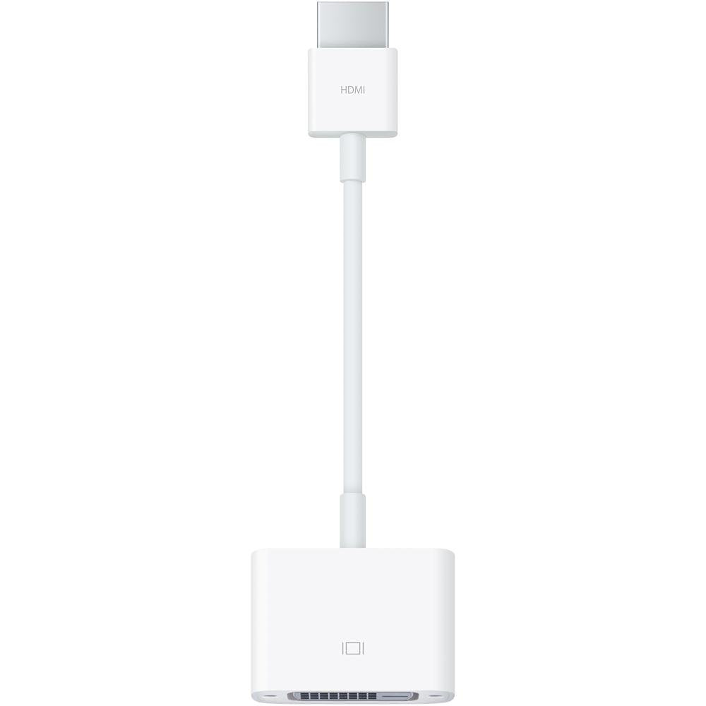 A white HDMI to USB-C adapter cable with a white rectangular connector on each end, shown on a plain white background.