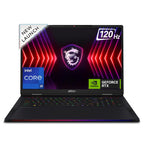 Gaming laptop with MSI logo and performance specifications on a white background
