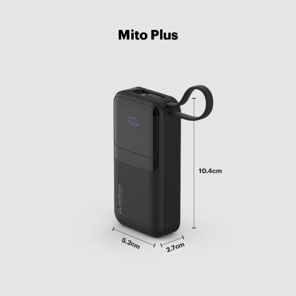 Mito Plus Mini 10000mAh Powerbank with Built-in Type-C Cable and 22.5W Fast Charging