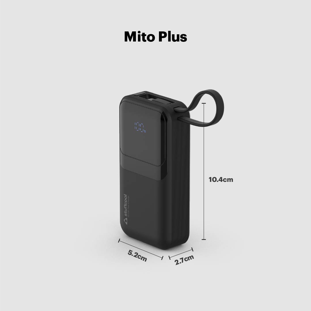 Mito Plus Mini 10000mAh Powerbank with Built-in Type-C Cable and 22.5W Fast Charging