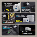 Novus 33W USB A + Type C PD Gan Charger