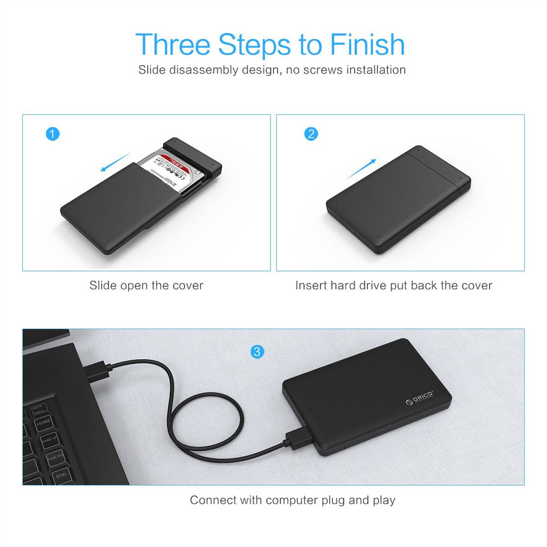 [RePacked] ORICO 2577U3 2.5-inch USB 3.0 Hard Disk Enclosure for SATA SSD and HDD