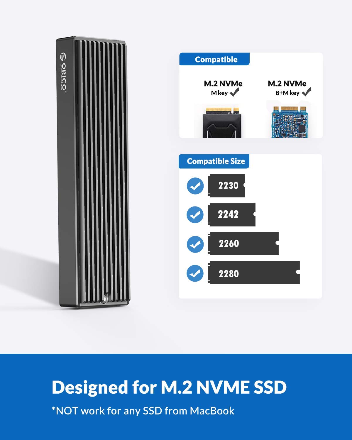 [RePacked] ORICO M2PV-C3 M.2 NVMe SSD Enclosure With USB 3.1 and  Type C Interface