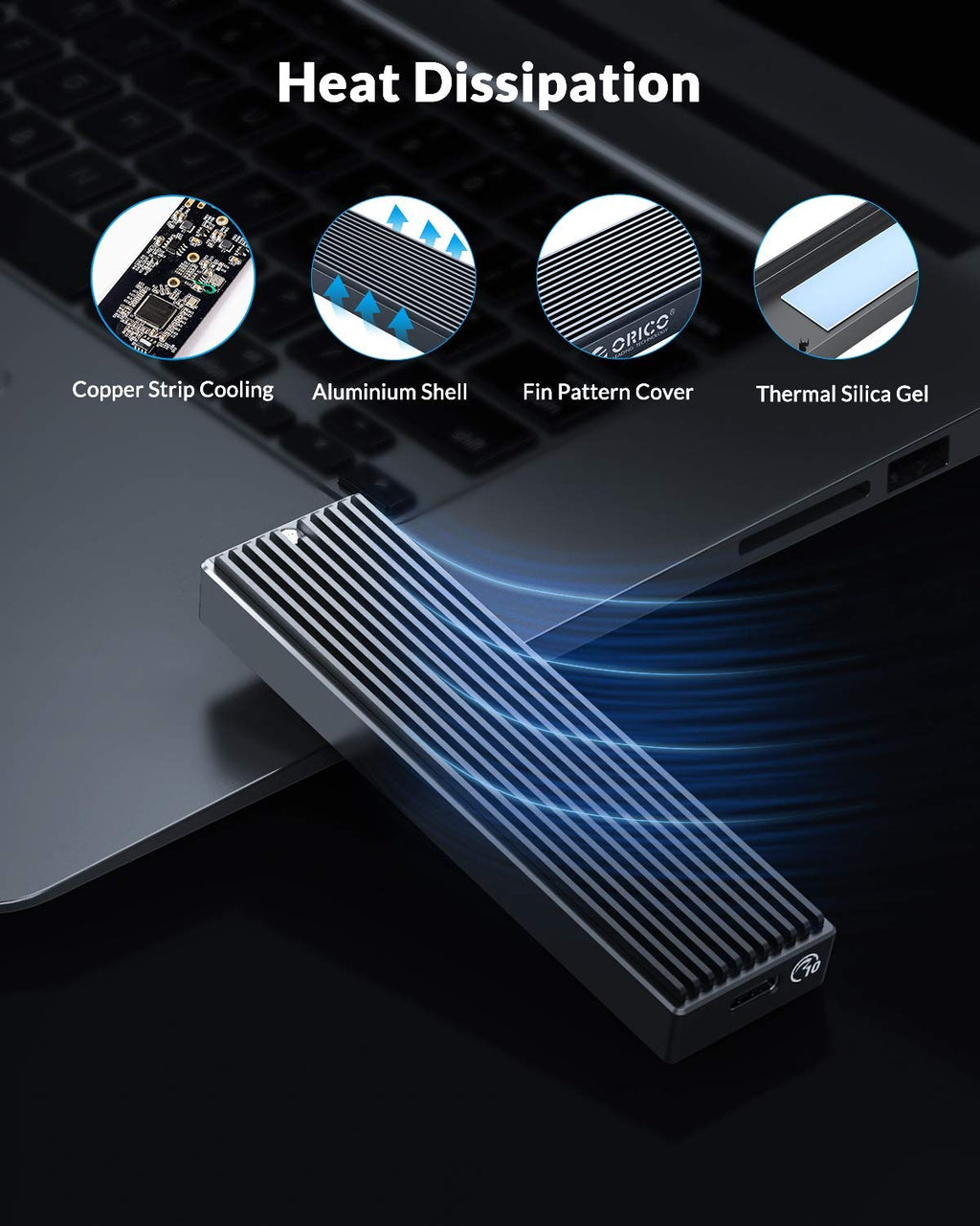 [RePacked] ORICO M2PV-C3 M.2 NVMe SSD Enclosure With USB 3.1 and  Type C Interface