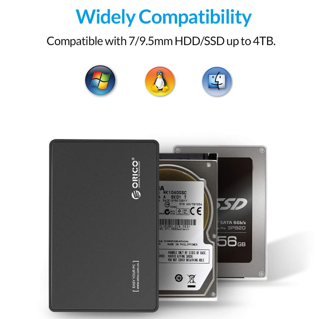 ORICO 2588US3 2.5 inch USB3.0 Hard Drive Enclosure with SuperSpeed USB 3.0