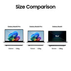 Size comparison chart of Samsung Galaxy Book5 Pro and Galaxy Book5 laptops.