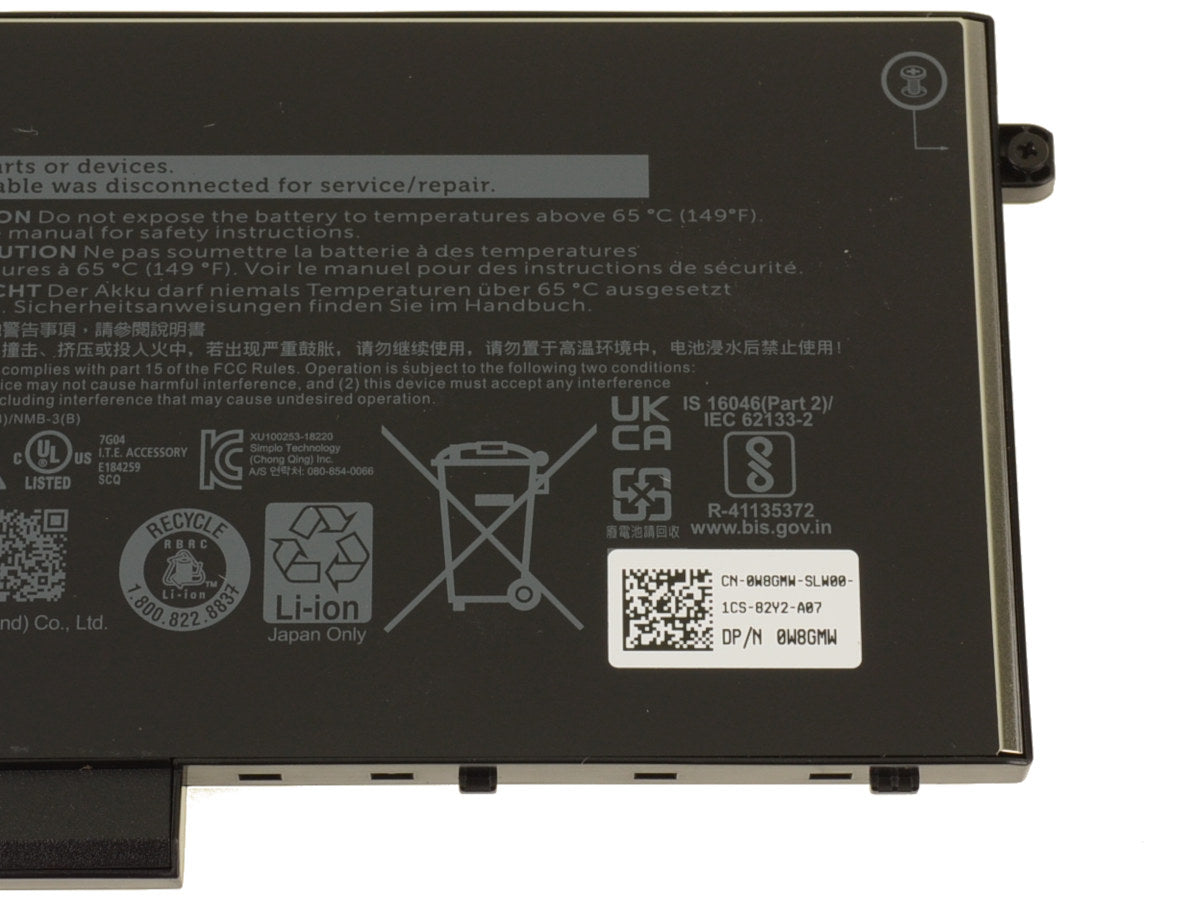 Dell Original W8GMW 51Whr 4255mAh 11.4V 3 Cell Replacement Laptop Battery