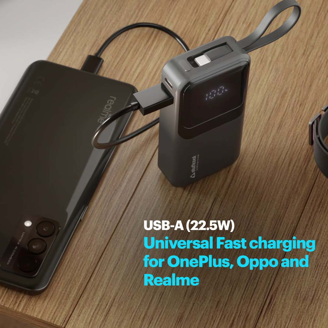 Mito Plus Mini 10000mAh Powerbank with Built-in Type-C Cable and 22.5W Fast Charging