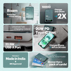 Roam 10000mAh Mini wired Powerbank with 20W Type C Output