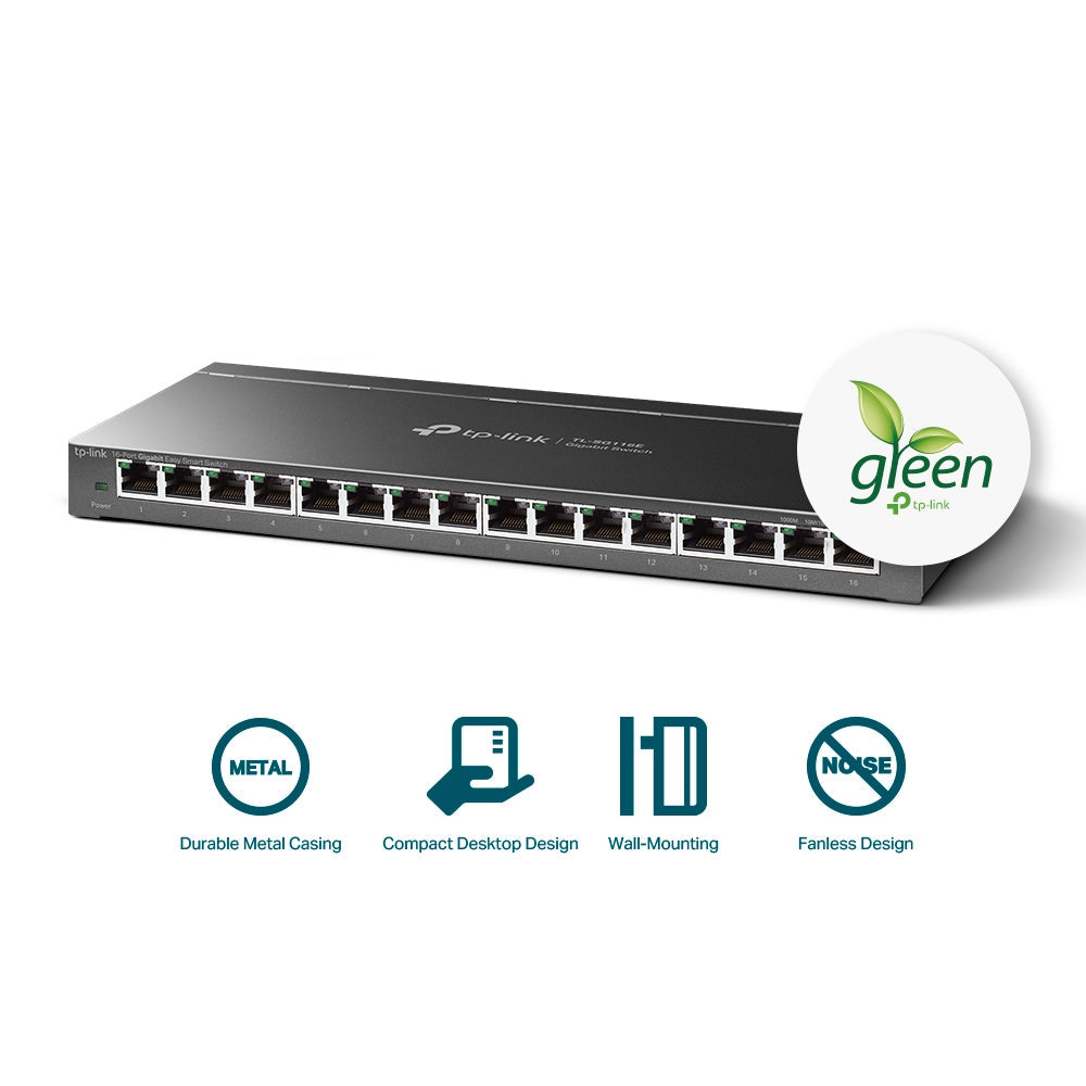 TP-Link TL-SG116E 16 Port Gigabit Easy Smart Unmanaged Pro Network Switch