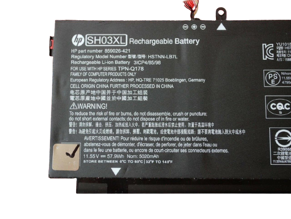 HP SH03XL Original OEM 57.9Whr 5020mAh 11.55V 3 Cell Laptop Battery