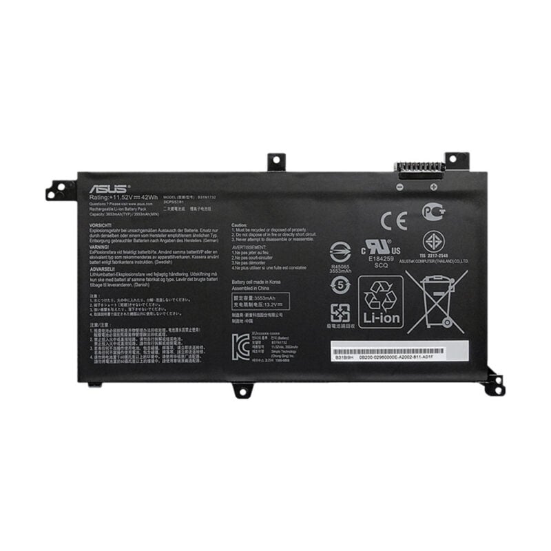 Asus B31N1732 Original OEM 42Whr 3653mAh 11.52V 3 Cell Laptop Battery for Select Asus Laptops
