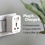 ChargePlug Mini Universal Multi Plug with 20W Gan Charger