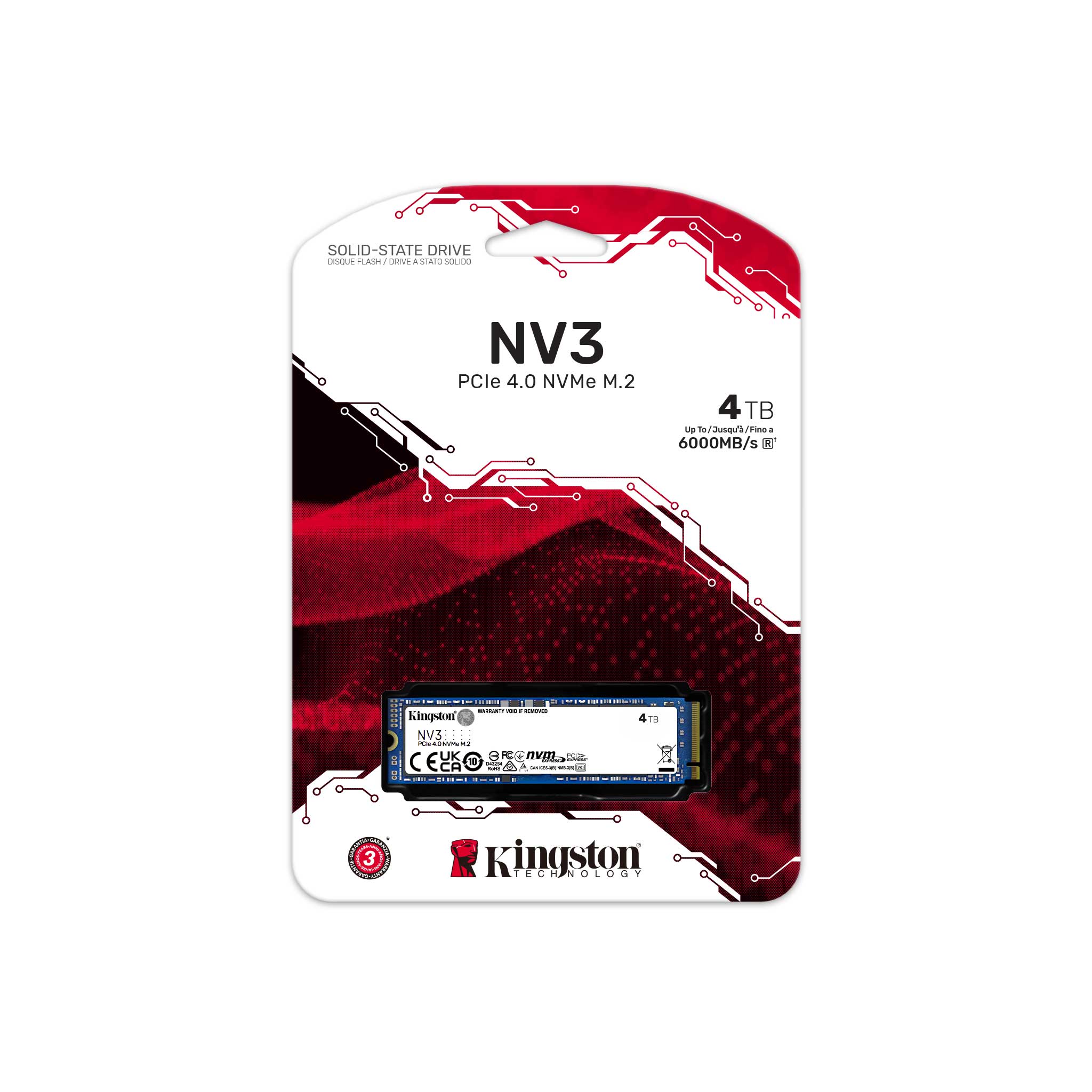 Kingston NV3 4TB M.2 PCIe Gen 4.0 NVMe 3D NAND Internal SSD