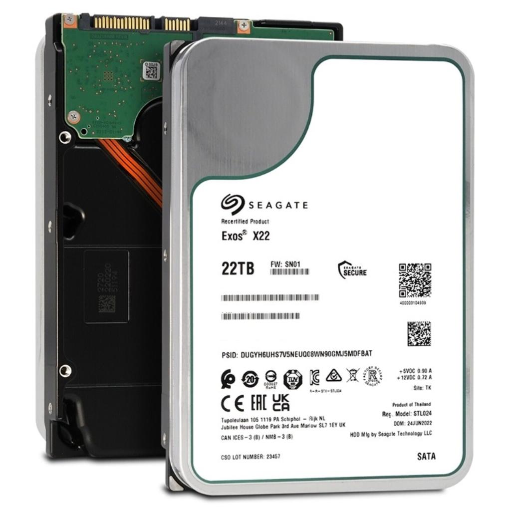 Seagate Exos X22 22TB 7200RPM SATA III 3.5" NAS Enterprise HDD 512MB Cache Helium-Sealed CMR