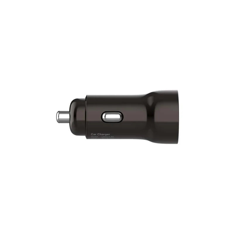 A black car cigarette lighter charger with a single USB-C port, shown from a side profile on a solid white background.