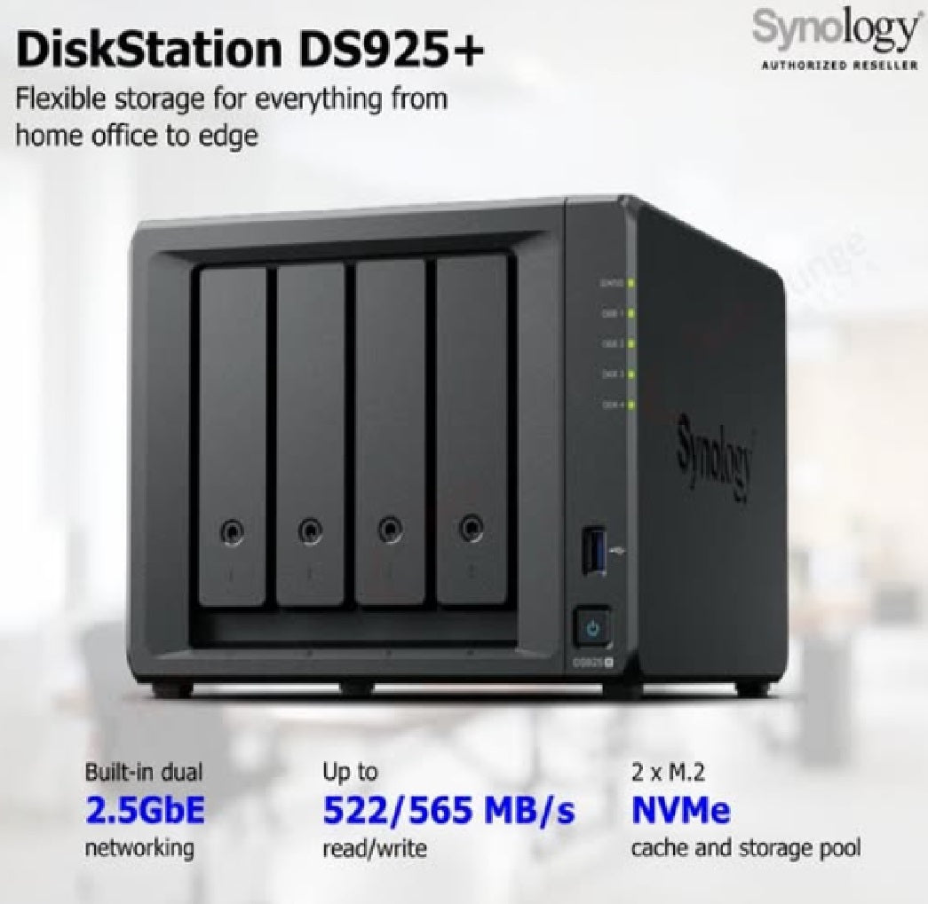 Synology DS925+ NAS with 4x 4TB HAT3300 Drives 16TB RAID 5 Bundle Remote Installation & Support