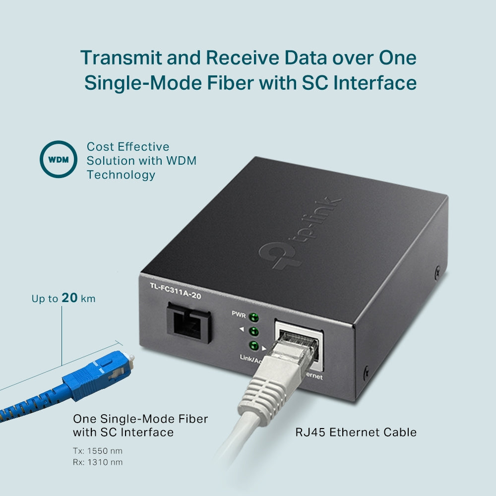TP-Link Omada TL-FC311A-20 and TL-FC311B-20 Gigabit WDM Media Converter Combo