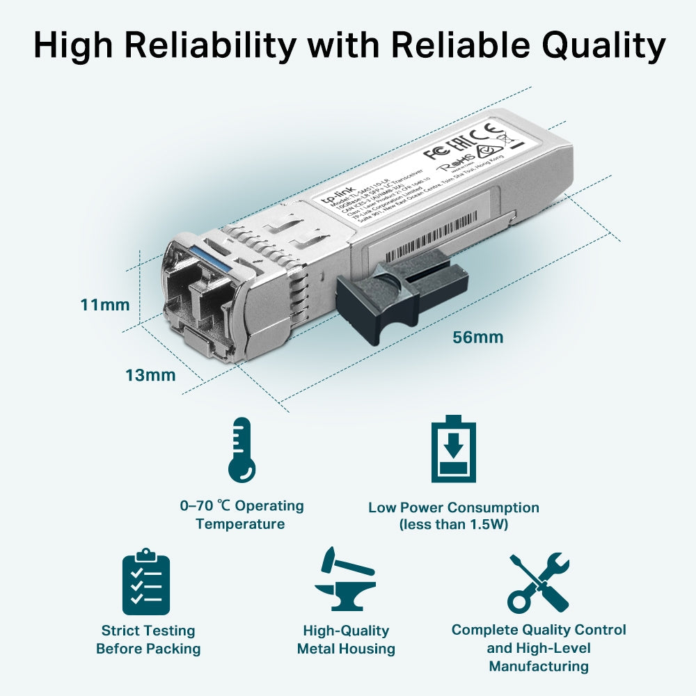 TP-Link Omada TL-SM5110-LR 10GBase-LR Single-Mode SFP+ LC Transceiver