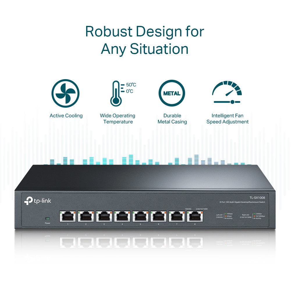 TP-Link TL-SX1008 8 Port 10G Multi-Gigabit Unmanaged Desktop/Rackmount Ethernet Switch
